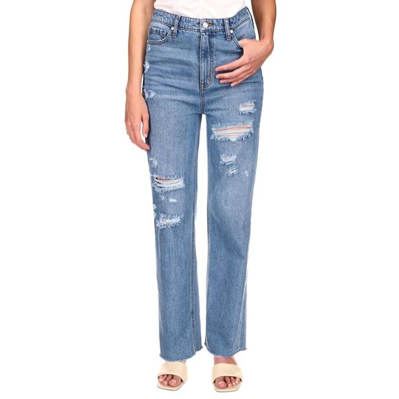 Sanctuary Flashback Cotton Wide-leg Ripped Jeans In Undone 34 - Picture 1 of 3